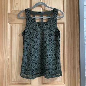 Maurices Olive Green Lace/Lined Tank Top, Size Small